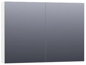 BRAUER Plain Spiegelkast - 100x70x15cm - 2 links/rechtsdraaiende spiegeldeuren - MDF - mat wit SK-PL100MW