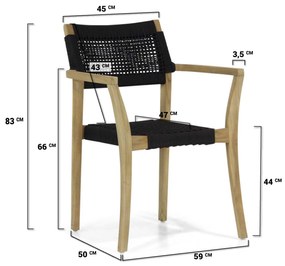 Tuinset 8 personen 300 cm Rope Zwart Lifestyle Garden Furniture Dallas/Brighton
