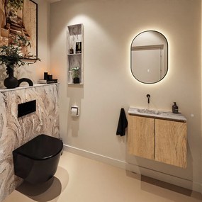 Mondiaz Ture DLux toiletmeubel 60cm washed oak met wastafel glace links zonder kraangat