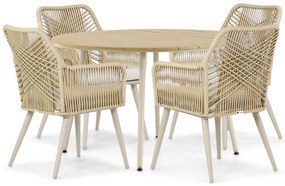 Tuinset 4 personen 125 cm Aluminium/rope Taupe Coco Vedra/Matale