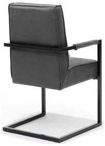 Eetkamerstoel - Andries - Lederlook Soft Antraciet - Met armleuning