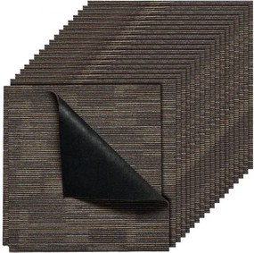VEVOR Tapijttegels 609,6 x 609,6 x 6 mm, 24 stuks, modulaire tapijtvloer met een oppervlakte van 9 m², tapijtvloer, eenvoudig zelf te vervangen voor woonkamer en kantoor, grijs en bruin
