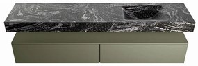 Mondiaz Alan DLux badmeubel 200cm army 2 lades met wastafel lava rechts zonder kraangat