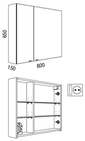 Muebles Ally spiegelkast 80x65cm