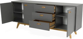 Tenzo Bess Mat Grijs Dressoir Eiken - 200x43x82cm.