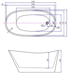 Mueller Trapeze vrijstaand ligbad glans wit 170x77cm