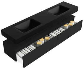 Zaro Alan badmeubel 190cm urban 2 lades met vrijhangende wastafel cloud dubbel 2 kraangaten urban