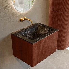 Mondiaz Kurve-dlux 60cm badmeubel ruby met 1 lade en wastafel cloud midden zonder kraangat lava