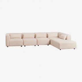5-delige Modulaire Bank Met Rechter Chaise Longue Fogler Teddystof Crème Beige - Sklum