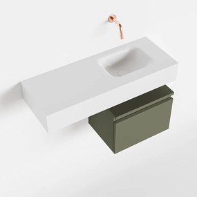 Mondiaz Andor toiletmeubel 40cm army met witte wastafel 80cm rechts zonder kraangat