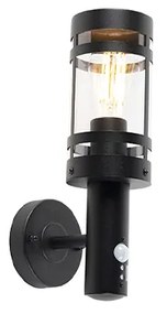 Buitenwandlamp met bewegingsmelder zwart met bewegingssensor IP44 - Gleam Modern E27 IP44 Buitenverlichting cilinder / rond rond