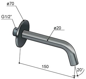 Hotbath Archie uitloop 15cm messing geborsteld PVD