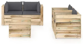 vidaXL 6-delige Loungeset met kussens groen geïmpregneerd hout