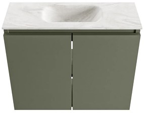 Mondiaz Ture DLux toiletmeubel 60cm army met wastafel ostra midden zonder kraangat