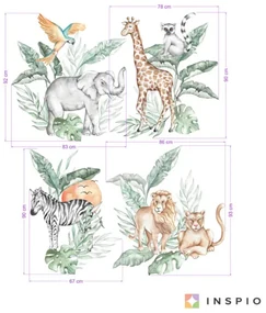INSPIO Muursticker van textiel - SAFARI dieren uit het wild