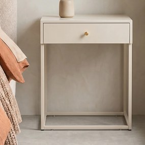 Metalen Nachtkastje Met Lade Beige - 41x41x50cm.