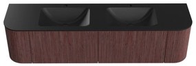 Mondiaz Kurve 180cm badmeubel ronding links/rechts ruby met 2 lades en deuren en wastafel cloud dubbel 2 kraangaten urban