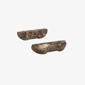 Set Van 2 Handgrepen Van Natuurlijk Steen Tinesla ↔︎ 16 Cm & Bruin Marmer Emperador - Sklum