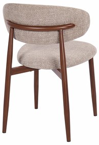 Eetkamerstoel Walnoot Met Beige Stof