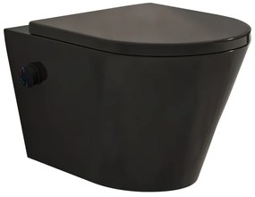 Mueller Afesta randloos toiletpot met bidetsproeier warm/koud en dunne softclose zitting zwart mat