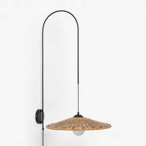 Sopant Wandlamp In Ijzer En Synthetisch Rotan Zwart & ↑100 Cm - Sklum