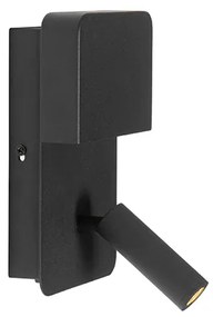 Wandlamp zwart incl. LED met USB en leeslamp met schakelaar - Robin