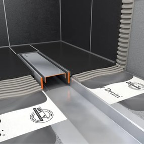 Easy Drain Compact 30 TAF douchegoot met omkeerbaar rooster zero/tegel waterslot 30mm 160cm inbouw diepte 75 85mm met zijuitloop edcomtaf1600-30