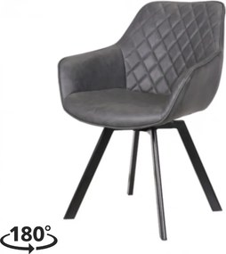 Eetkamerstoel - Ringo - Draaibaar - Lederlook antraciet