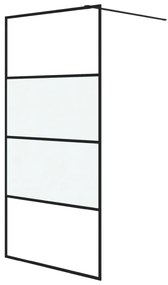 vidaXL Inloopdouchewand 100x195 cm halfmat ESG-glas zwart