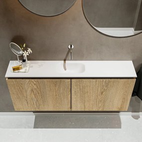 Mondiaz Ture 120cm toiletmeubel washed oak met wastafel talc midden geen kraangat