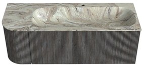 Mondiaz Kurve-dlux 125cm badmeubel ronding links shadow met 1 lade en deur en wastafel big medium kraangat rechts glace