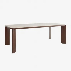 Rectangulaire Eettafel 200x100 Cm Van Gehard Glas En Mdf Nilea Tapioca Beige - Sklum