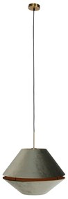 Moderne hanglamp brons met dubbele velours kap groen - Combi 1 Klassiek / Antiek, Modern E27 rond Binnenverlichting Lamp