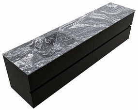 Mondiaz Vica DLux badmeubel 200cm urban 4 lades met wastafel lava links 1 kraangat