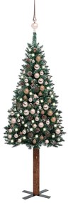 vidaXL Kerstboom met LED's en kerstballen smal 210 cm groen