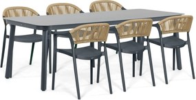 Tuinset 6 personen 220 cm Kunststof Grijs Domani Furniture Toscano/Tavano