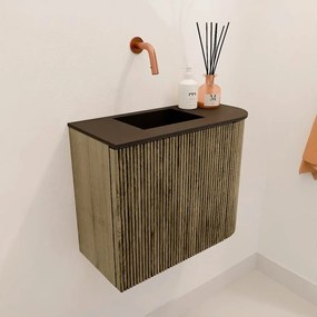 Mondiaz Joya 50cm toiletmeubel ronding rechts dusk met wastafel faye links zonder kraangat urban