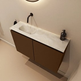 Mondiaz Ture DLux toiletmeubel 80cm rust met wastafel ostra links zonder kraangat