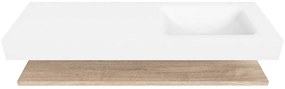 Zaro Alan badmeubel 140cm met planchet washed oak en vrijhangende wastafel cloud rechts zonder kraangat talc
