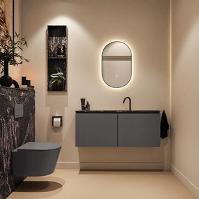 Mondiaz Ture DLux toiletmeubel 120cm dark grey met wastafel lava midden met kraangat