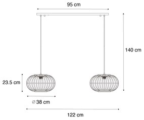 Eettafel / Eetkamer Oosterse hanglamp bamboe 2-lichts - AmiraOosters E27 Binnenverlichting Lamp