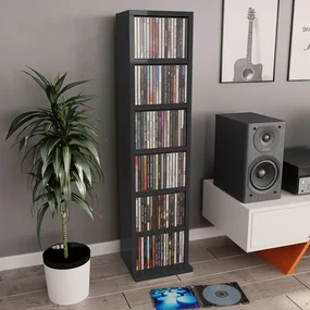 vidaXL Cd-kast 21x20x88 cm bewerkt hout hoogglans zwart