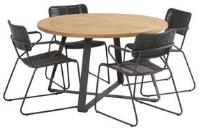 Taste by 4 Seasons Swing eetset antraciet met Basso tafel Ø 130 cm * SALE *  Tuinset    houtkleur weerbestendig