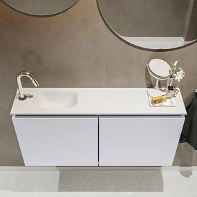 Mondiaz Ture 100cm toiletmeubel cale met wastafel talc links 1 kraangat