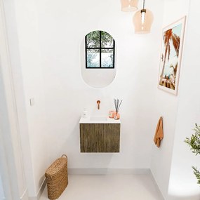 Mondiaz Joya 50cm toiletmeubel dusk met wastafel faye links zonder kraangat talc