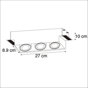 Set van 6 Inbouwspot zwart draai- en kantelbaar trimless 3-lichts - Oneon GU10 Binnenverlichting Lamp