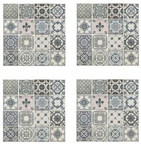 WALPLUS Decoratiesticker 4 st Vintage 54x54 cm blauw