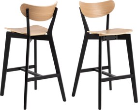 ROXY Natuurlijk Eiken / Zwart Onderstel – HOUTEN BARSTOEL VOOR KEUKEN, WOONKAMER EN RESTAURANT IN RETROSTIJL