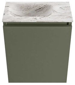 Mondiaz Ture DLux toiletmeubel 40cm army met wastafel glace links zonder kraangat