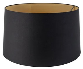 Katoenen lampenkap zwart 45/50/28 met gouden binnenkant Modern rond